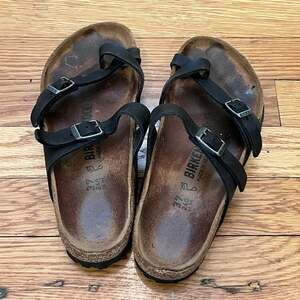 Birkenstock Mayari Black Birko-Flor Toe Loop Sandals Shoes Slip On Size 37 Boho